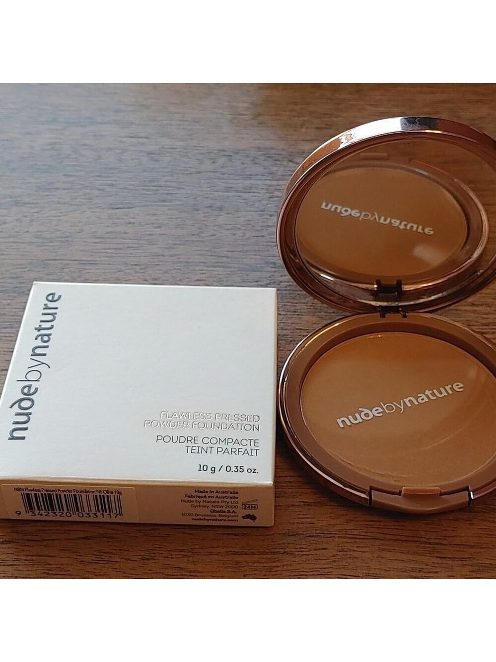 NUDE BY NATURE Flawless Pressed Powder Foundation N6 Olive BNIP 10g / 0.35 oz.